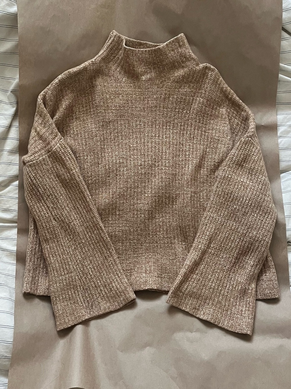 Reformation Light Brown and White Knit Sweater